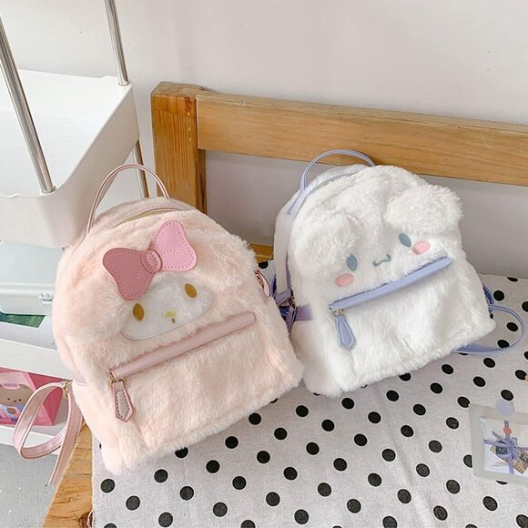 🆕 Accene Cute Furry Plush Bag Girl White Cinnamorol Kids Backpacks - Picture 7 of 7